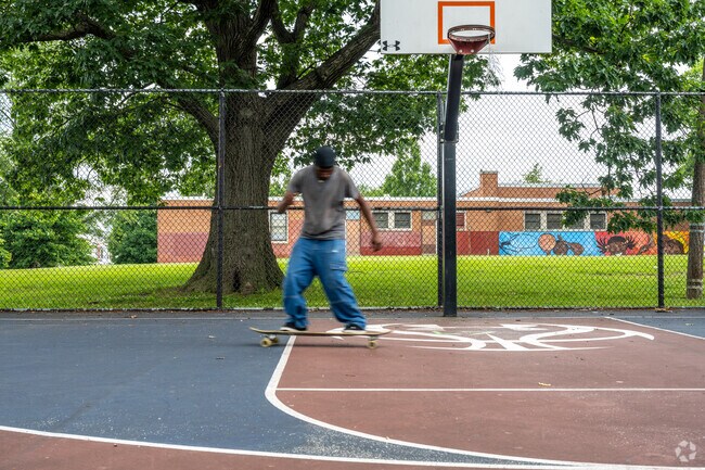 Easterwood Park offers open space for skating and recreation near Winchester.