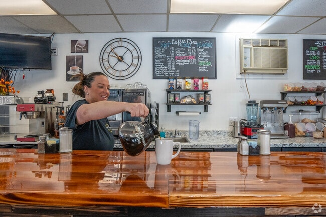 Fresh morning coffee is always served with a smile in Forks Township.