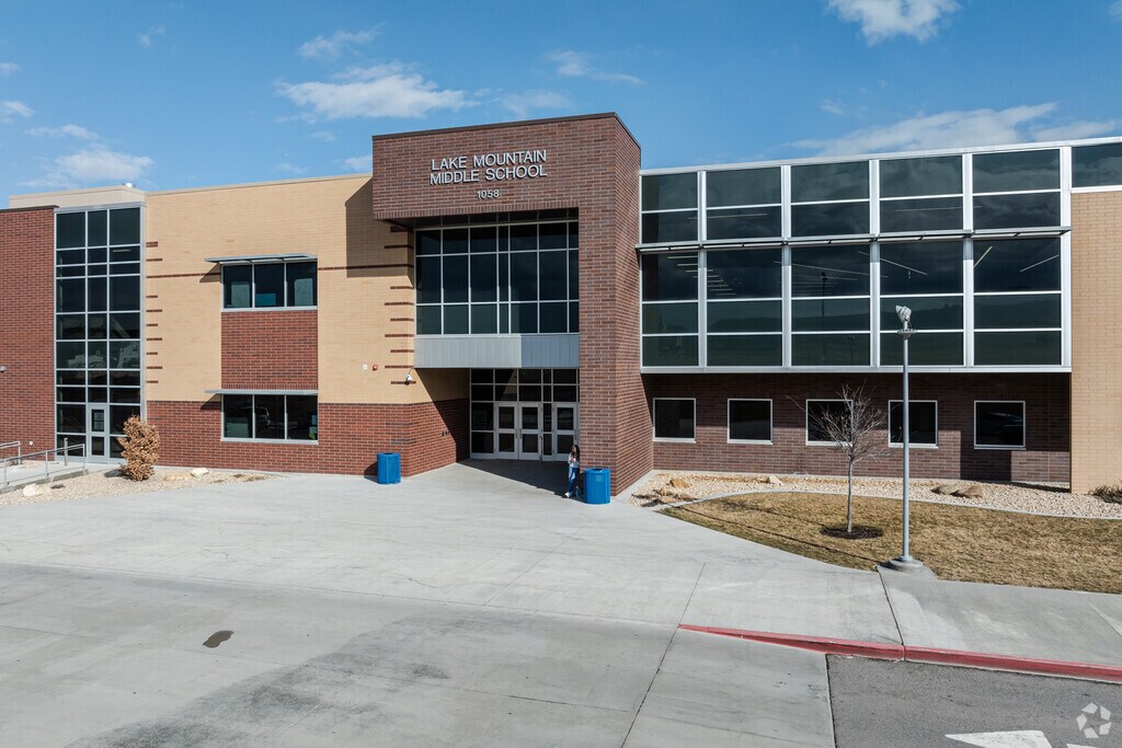 Lake Mountain Middle School in Saratoga Springs has a modern design with lots of windows.