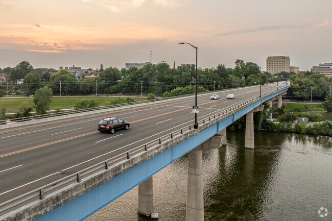 The Fox River runs along the southern edge of Downtown Appleton.