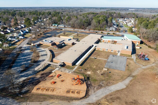 An aerial view of Tussing Elementary School.