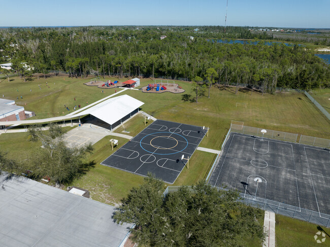 Pine Island Elementary School on Pine Island has several basketball areas for kids to play ball.