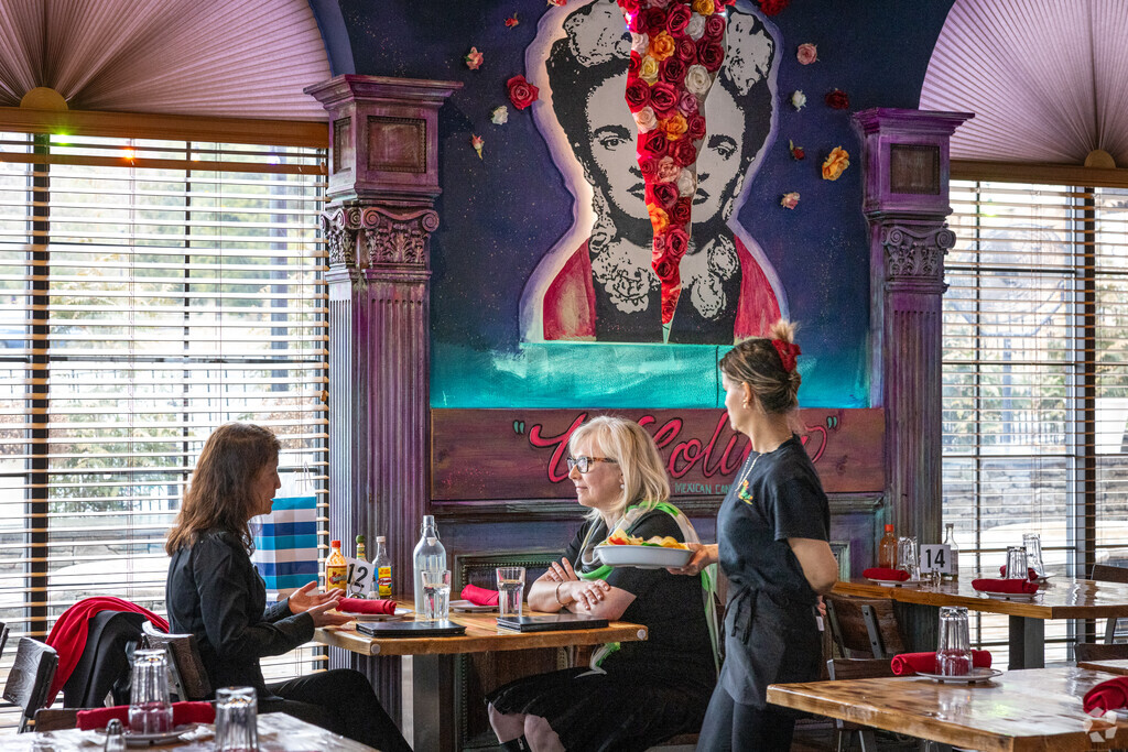 Enjoy tacos and wraps surrounded by colorful art at La Colina Mexican Cantina in Martinsville.