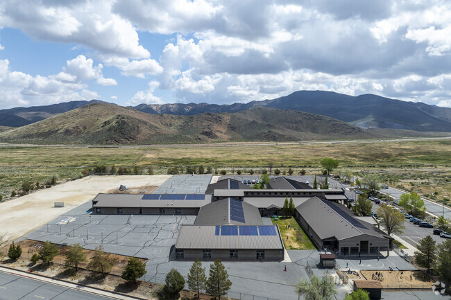 An aerial view of Donner Springs Elementary School facing East.