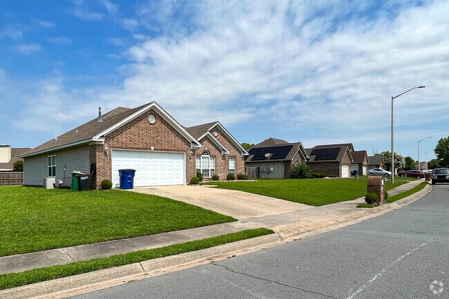 Brick-accented New Traditional homes line the streets of Galloway in North Little Rock.