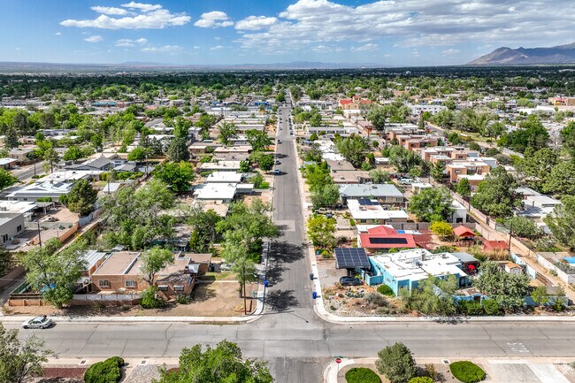 Highland Business is a transitional neighborhood between Nob Hill and the Fairgrounds with grid like streets.
