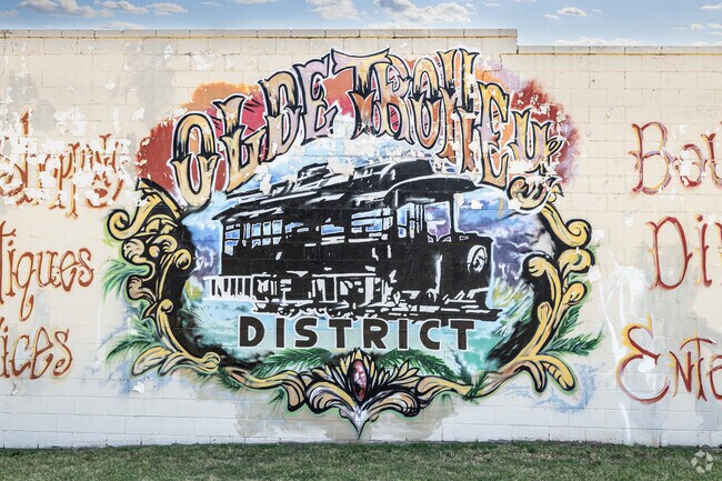 Residents of Denniston Park can view the Olde Trolley District mural nearby.