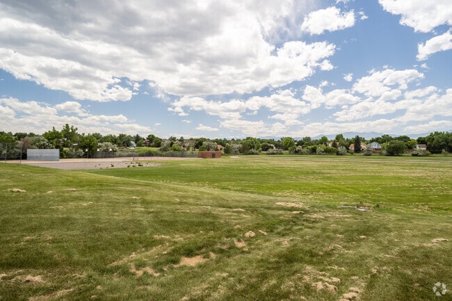The outdoor green space at Mandalay Middle School in Broomfield, Colorado.
