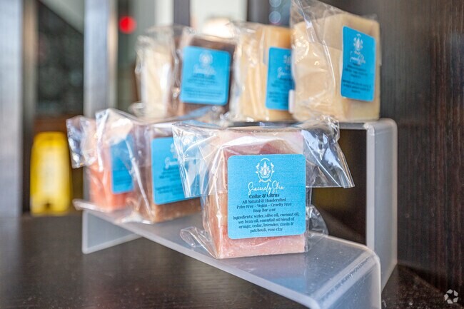 Local soap maker displays the homemade saop bars for sale to the residents of Grovetown.