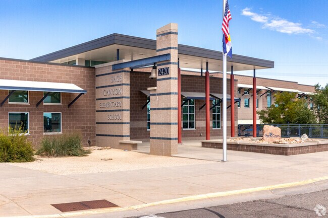 Sage Canyon Elementary is southeast of the Sapphire Pointe neighborhood.