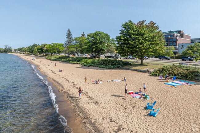 Enjoy sun and fun at the beach in Clinch Park, located in Traverse City, Michigan.