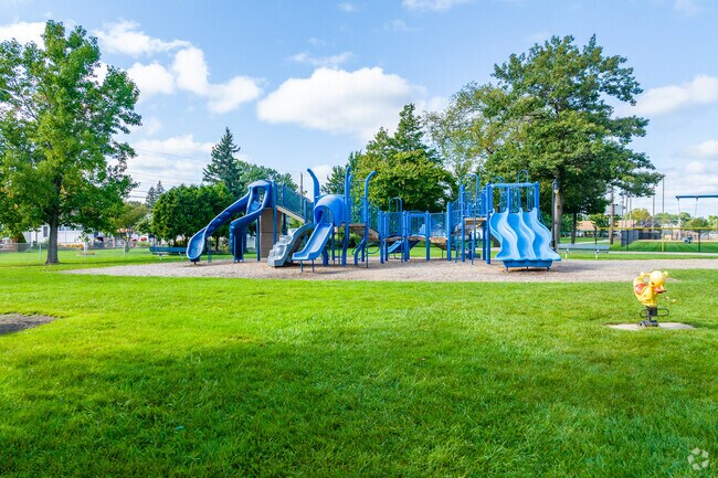 Kids love the colorful and imaginative play structures at City Park in Mayfield Heights.