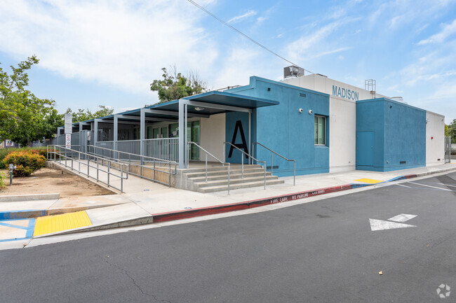 A beautifully designed building of Madison Elementary School, showcasing its architecture.