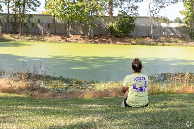 Veterans Park has a reflection pond for residents to lounge by in Pilette.