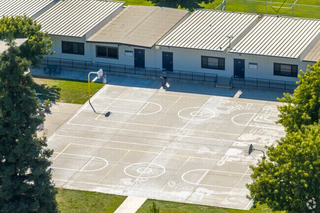 The basketball courts at Dixieland Elementary School in Madera County.
