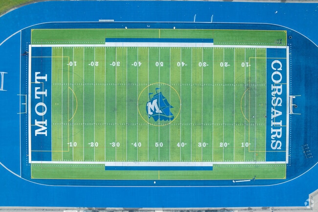 Step into the Corsair football stadium at Waterford Mott High School.