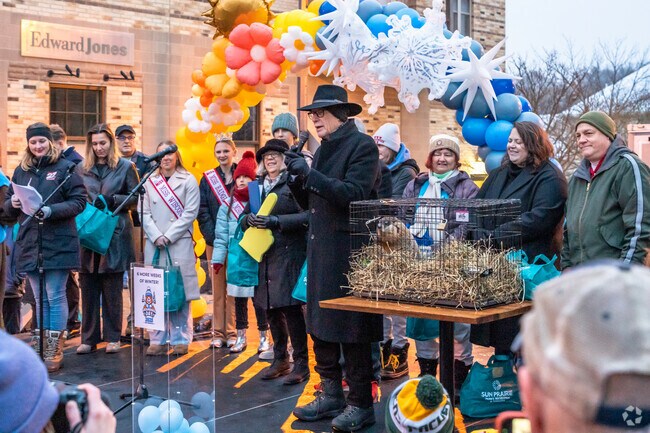 Jimmy the groundhog and the mayor make an early spring prediction on the annual Groundhog Day.