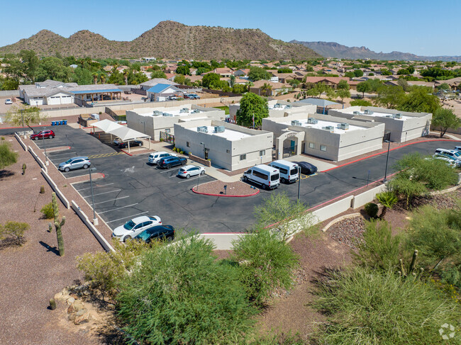 Cambridge Academy East's campus is nestled at the bottom of the Superstition Mountains.