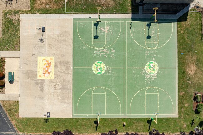 Students at Outside Creek Elementary School can play on the large basketball court.