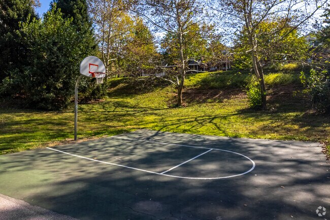 View of the Clifton Heights Park basketball court in Saint Louis, MO.