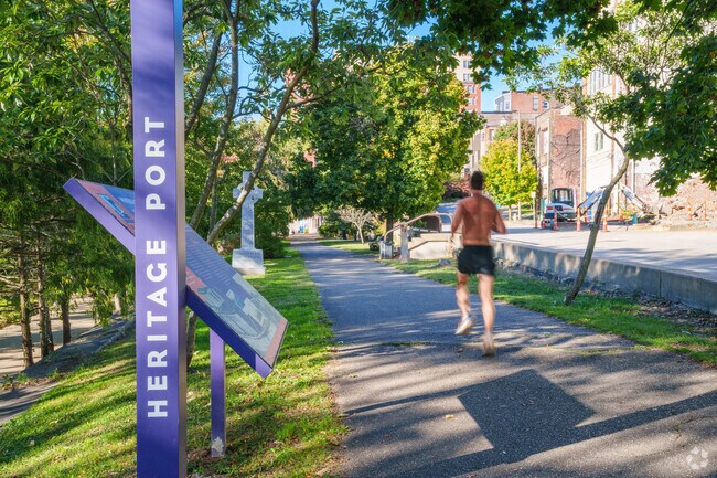 Feel the runner's high as you adventure down the Heritage Trail near Center Wheeling.