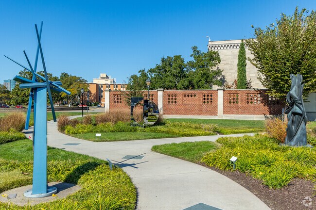 Beautiful sculptures greet visitors of the Chrysler Museum of Art, next to Hunter's Square.
