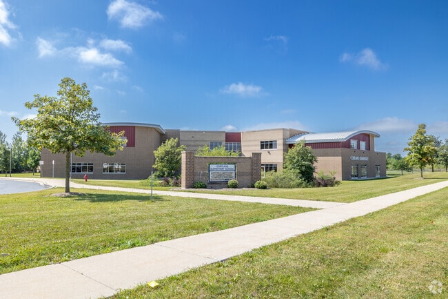 View of the Cortland Elementary School sign located in Malta, Cortland IL.