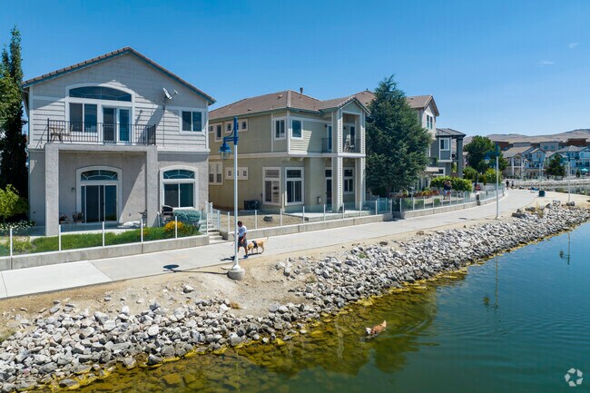 The public pathways of Sparks Marina cross directly behind waterfront properties.