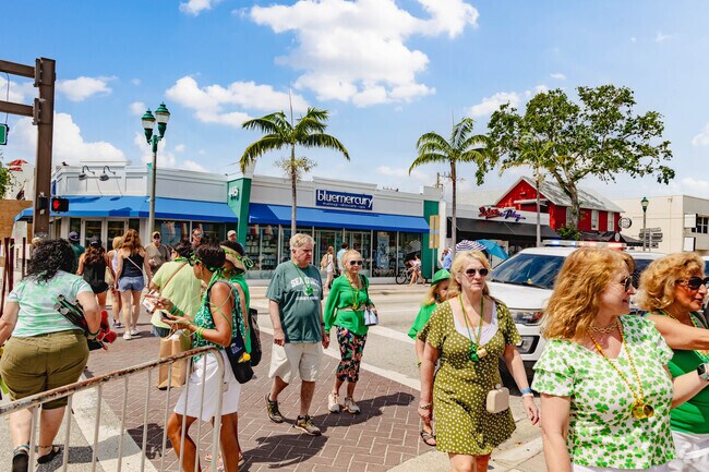 Delray Beach residents enjoying the St Patricks Day festivities along Atlantic Avenue.