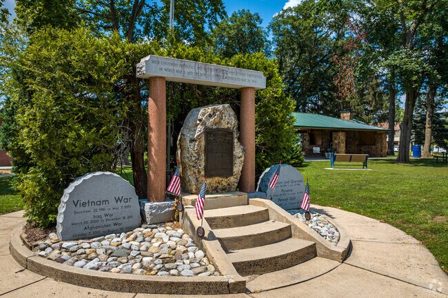 A quiet, shaded section of Memorial Park in South Bound Brook is home to the veteran’s memorial.