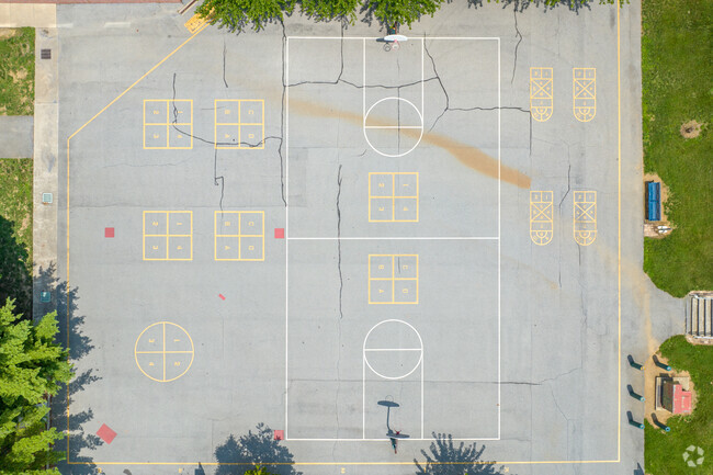 Students of Lincoln Elementary School in Emmaus have painted 4 square boards and basketball.