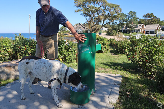 Old Garden Road boasts a fountain for both humans and dogs in Rockport.