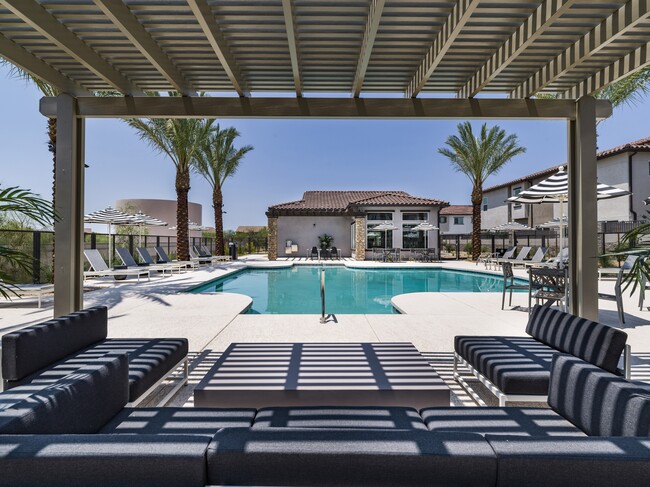 Experience the ultimate in luxury living with Aster Ridge’s resort-style pool and shaded pergola. Perfect for your next staycation.