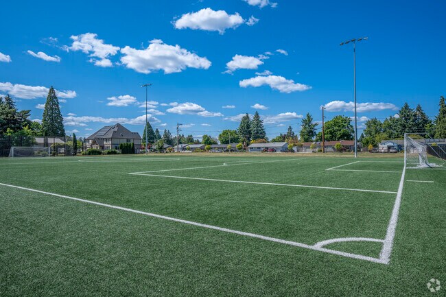 Immaculate soccer fields at Brookwood Elementary School in Hillsboro, Oregon.