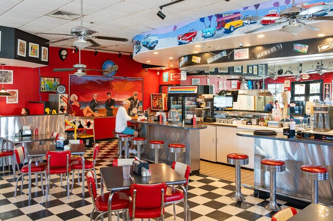 Cool Cat Cafe near Margarita has a distinct 1950s decor.