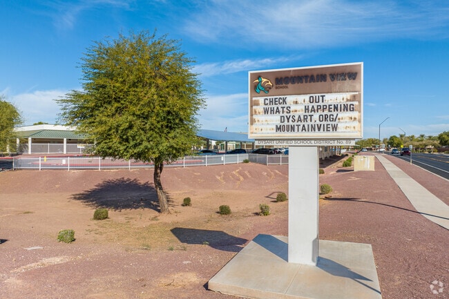 Welcoming you with the monument sign at Mountain View School in Waddell.
