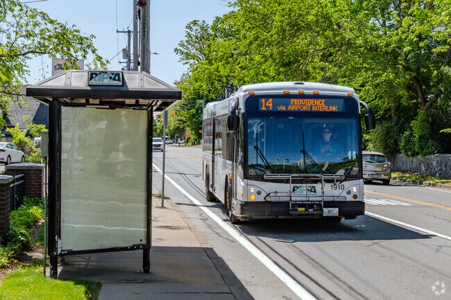 In Cowesett, a bus route with a convenient shelter runs through the neighborhood.