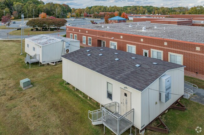 Clemmons Middle School uses detached classrooms to accommodate its growing student population.