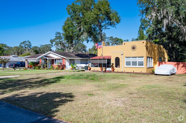 Daytona Beach has a variety of home styles including this eclectic single-family.