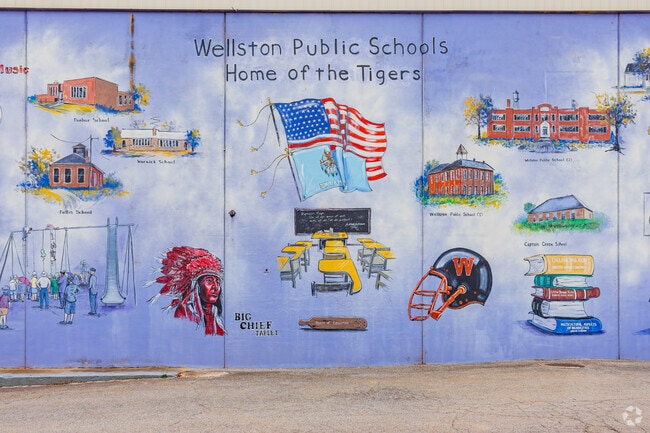Close up shot of a cute art wall in Wellston Middle School.