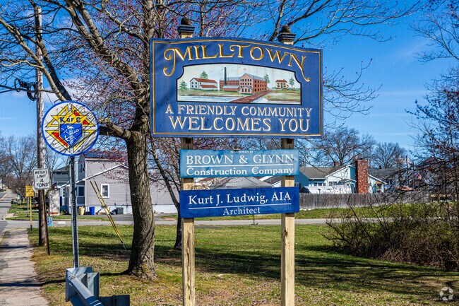 The Welcome sign awaits to greet visitors in Milltown, NJ.