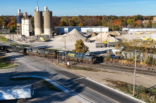 The northern edge of Turner-Dodge includes an industrial area and train tracks.