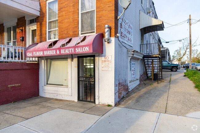 43 Flavor Barber and Beauty Salon is one of the two barber shops in the neighborhood.