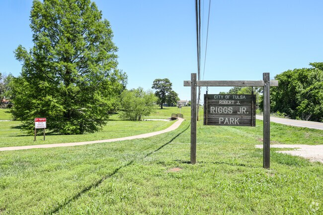 Riggs Park is a popular destination in Woodbine with a playground and half mile walking trail.