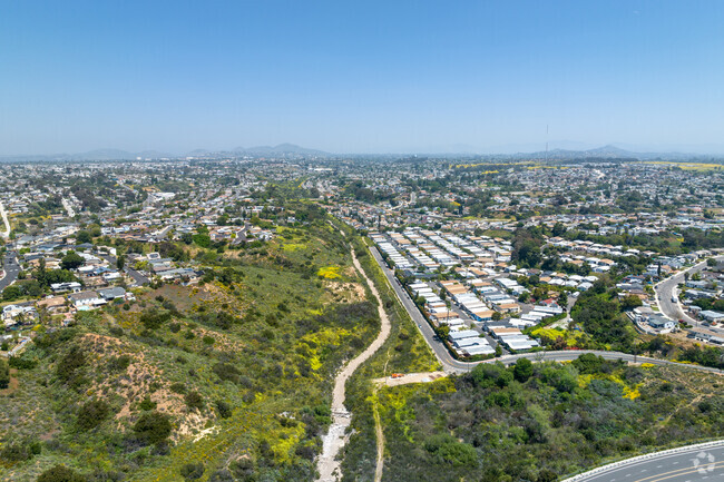 An elevated view of hiking trails that run through Ridgeview-Webster.