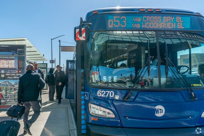 The intersection of Liberty and Woodhaven avenues is served by express buses in Ozone Park.