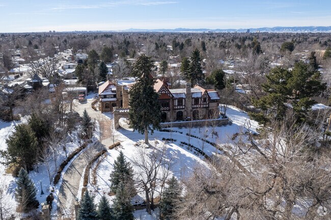 Richthofen Castle in Montclair on a winter afternoon.