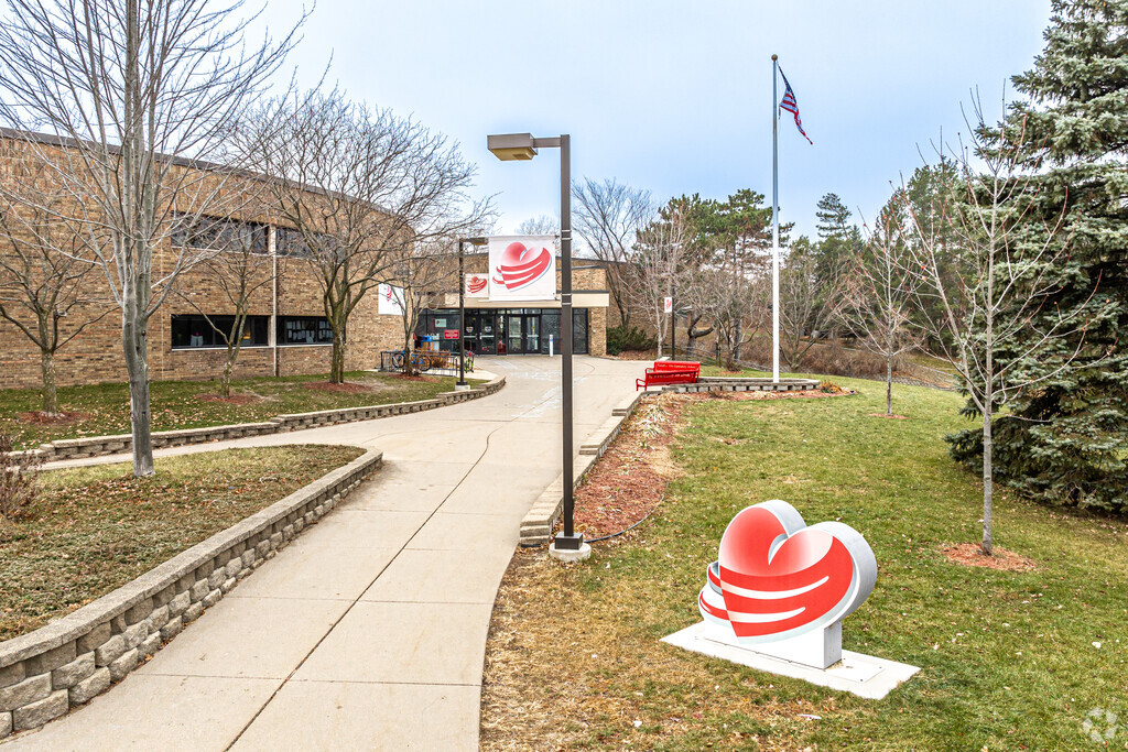 The signature Valentine heart  greats students and visitors to Valentine Hills Elementary School