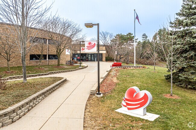 The signature Valentine heart greets students and visitors to Valentine Hills Elementary School