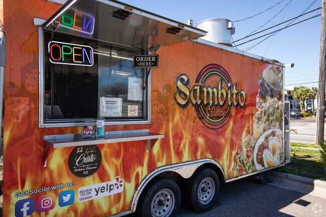 Stop for a quick bite at the local food truck, Sambito Cuisine, in University Hillsborough.